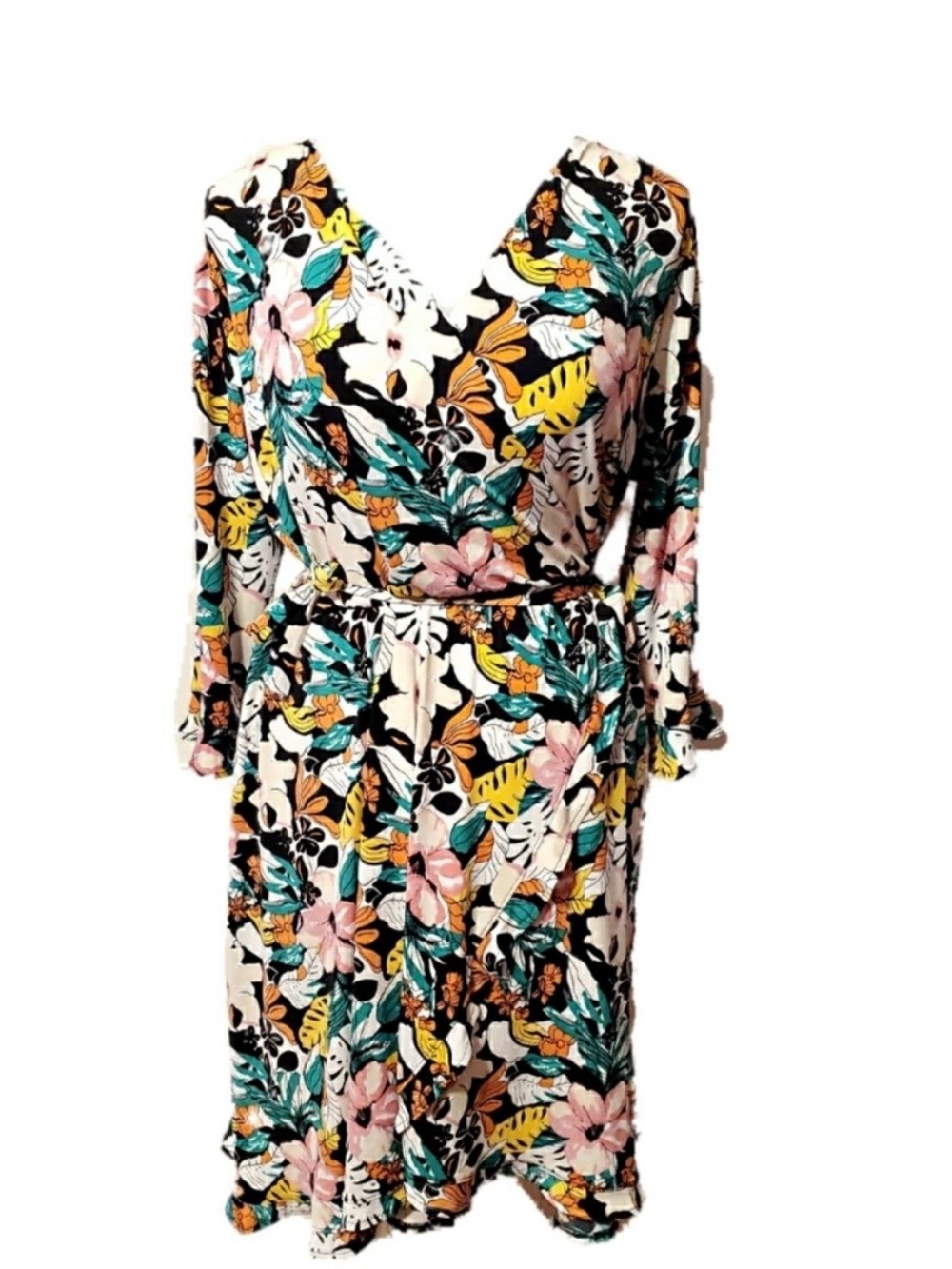 NWT Lane Bryant Floral Faux Wrap Dress Tie Waist Sz 22/24